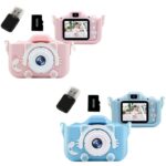 Dječja HD kamera + kartica od 32 GB + kućište + selfie kamera + ugrađene igre, plave ili ružičaste