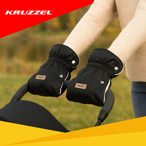 eng pl Double stroller muffs black Kruzzel 25814 18697 6.jpg Rukavice do kočárku, černé - obrázek 5