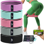 Sada elastických cvičebních pásů – 5 kusů (5–35 kg) + tréninkový plán