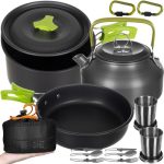Kuhalni set za kampiranje za 2 osebi, 18 kosov