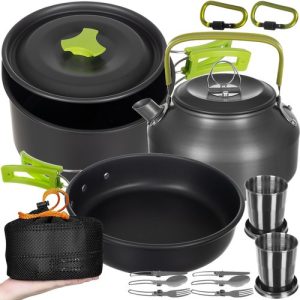 Kuhalni set za kampiranje za 2 osebi, 18 kosov