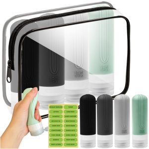 Potovalna kozmetična torbica s potovalnimi plastenkami, 4 × 90ml