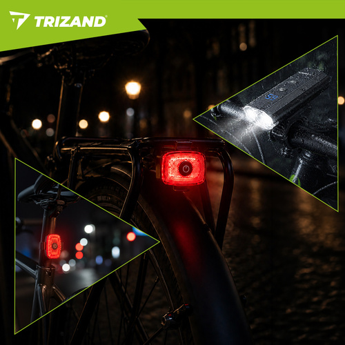 eng pl 1300lm LED bike light Trizand rear light 19107 18.jpg Kolesarski komplet luči – sprednja LED 1300 lm + zadnja luč, + powerbank funkcija, IP65 - slika 4