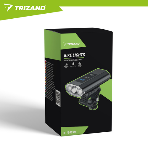 eng pl 1300lm LED bike light Trizand rear light 19107 20.jpg Kolesarski komplet luči – sprednja LED 1300 lm + zadnja luč, + powerbank funkcija, IP65 - slika 2