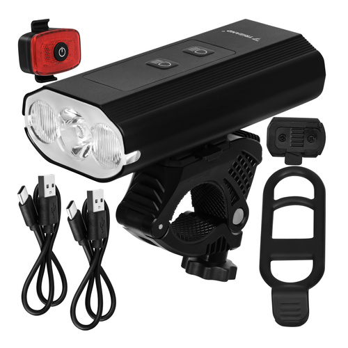 eng pl 1300lm LED bike light Trizand rear light 19107 21.jpg Kolesarski komplet luči – sprednja LED 1300 lm + zadnja luč, + powerbank funkcija, IP65