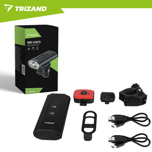 eng pl 1300lm LED bike light Trizand rear light 19107 4.jpg Kolesarski komplet luči – sprednja LED 1300 lm + zadnja luč, + powerbank funkcija, IP65 - slika 18