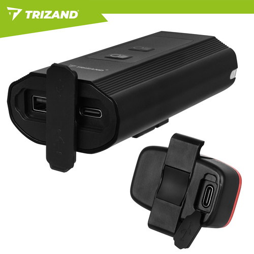 eng pl 1300lm LED bike light Trizand rear light 19107 7.jpg Kolesarski komplet luči – sprednja LED 1300 lm + zadnja luč, + powerbank funkcija, IP65 - slika 15