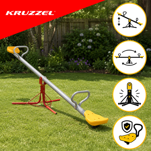 eng pl Kruzzel 2 in 1 garden swing 19149 1.jpg Otroška vrtna gugalnica 2v1 (gugalnica + vrtiljak 360°) za 2 otroka - kovinska, do 75 kg - slika 5