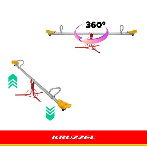 eng pl Kruzzel 2 in 1 garden swing 19149 5.jpg Otroška vrtna gugalnica 2v1 (gugalnica + vrtiljak 360°) za 2 otroka - kovinska, do 75 kg - slika 2
