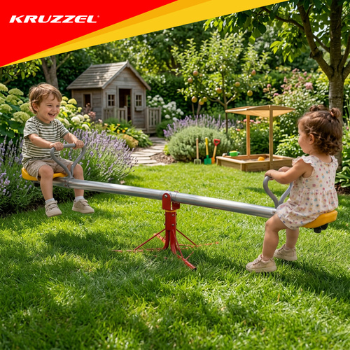 eng pl Kruzzel 2 in 1 garden swing 19149 6.jpg Otroška vrtna gugalnica 2v1 (gugalnica + vrtiljak 360°) za 2 otroka - kovinska, do 75 kg - slika 4