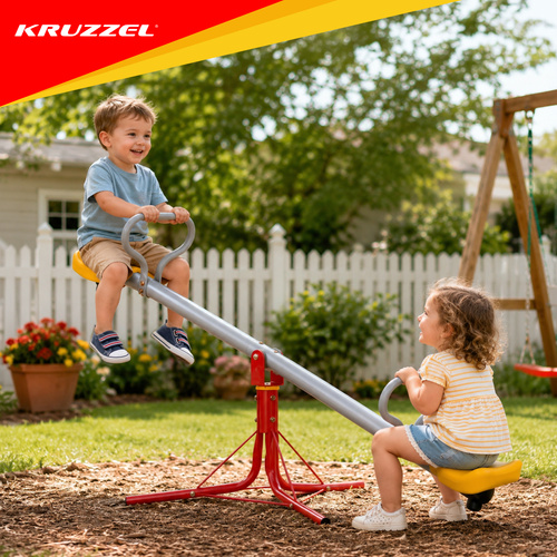 eng pl Kruzzel 2 in 1 garden swing 19149 7.jpg Otroška vrtna gugalnica 2v1 (gugalnica + vrtiljak 360°) za 2 otroka - kovinska, do 75 kg - slika 3