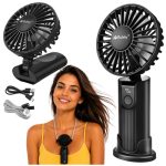 Mini prenosni ventilator - ročni/namizni/okoli vratu, USB‑C, 2400 mAh