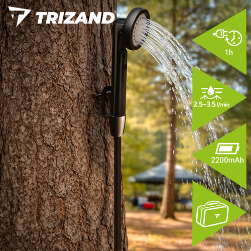 eng pl Trizand travel shower 8 2x6 8x2 18cm 18934 1.jpg Prenosni tuš za kampiranje - brezžični USB z baterijo 2200 mAh + torbica - slika 8