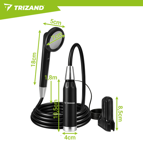 eng pl Trizand travel shower 8 2x6 8x2 18cm 18934 22.jpg Prenosni tuš za kampiranje - brezžični USB z baterijo 2200 mAh + torbica - slika 3
