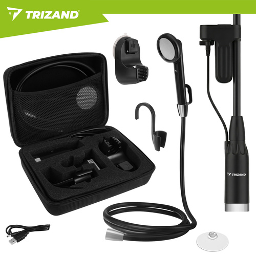 eng pl Trizand travel shower 8 2x6 8x2 18cm 18934 3.jpg Prenosni tuš za kampiranje - brezžični USB z baterijo 2200 mAh + torbica - slika 19