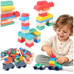 Mehke kocke za sestavljanje - 120 kosov