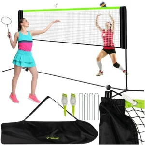 pol pl 11634 11634 1.jpg 3v1 Prenosna športna mreža za odbojko/badminton/tenis, nastavljiva višina 93–255 cm, 310 × 90 cm + torba