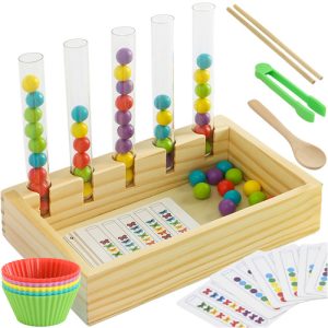 Leseni Montessori sortirnik - učenje štetja in barv, 3+