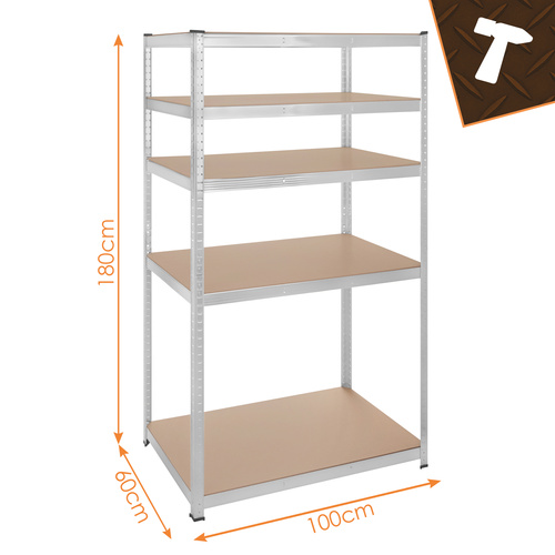 18828 30 Kovový skladovací regál – 5 políc, 180 × 100 × 60 cm, nosnosť do 1000 kg (1 t) – obrázok 28