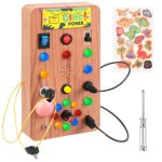 Manipulativna senzorična tabla z LED lučkami – stikala, gumbi, ključ in kabel